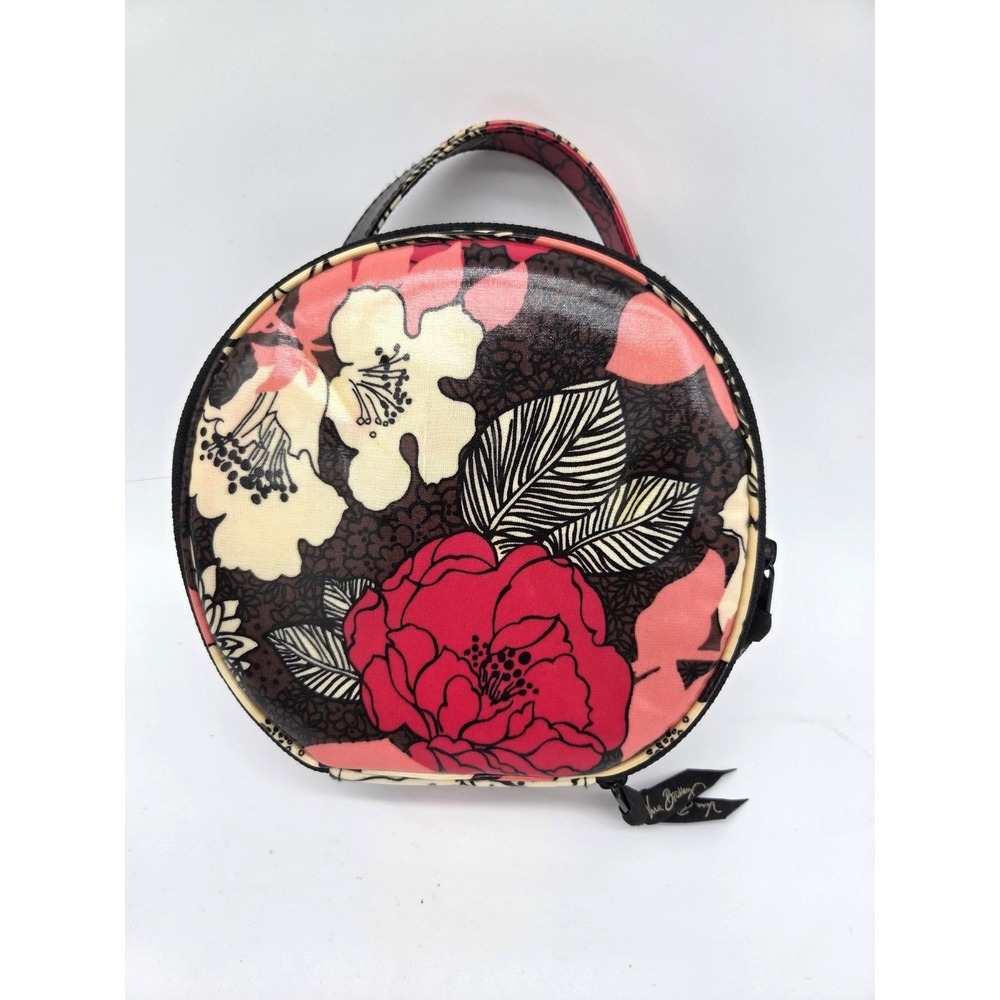 Vera Bradley Small Floral Waterproof Round Makeup Travel Jewelry Tote Case